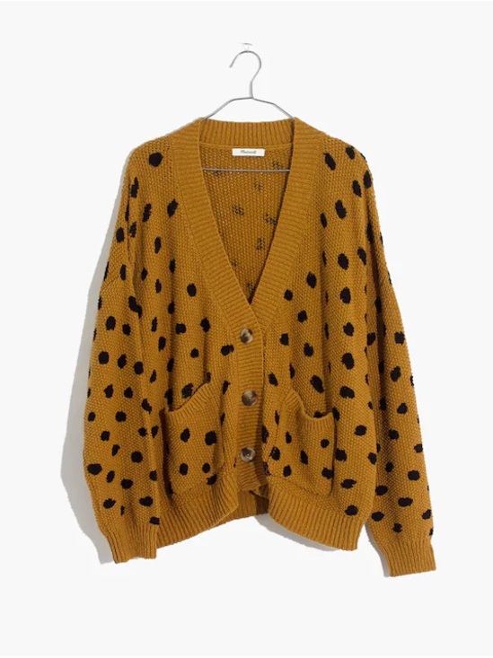 Madewell Sweaters - Madewell Hillview Mustard Cardigan Sweater in Painted Spots Button Up XXL